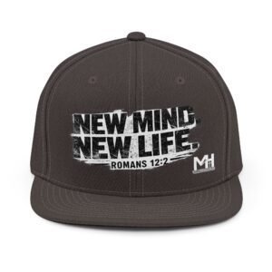 New Mind New Life Snapback Hat — Romans 12:2 Inspirational Cap