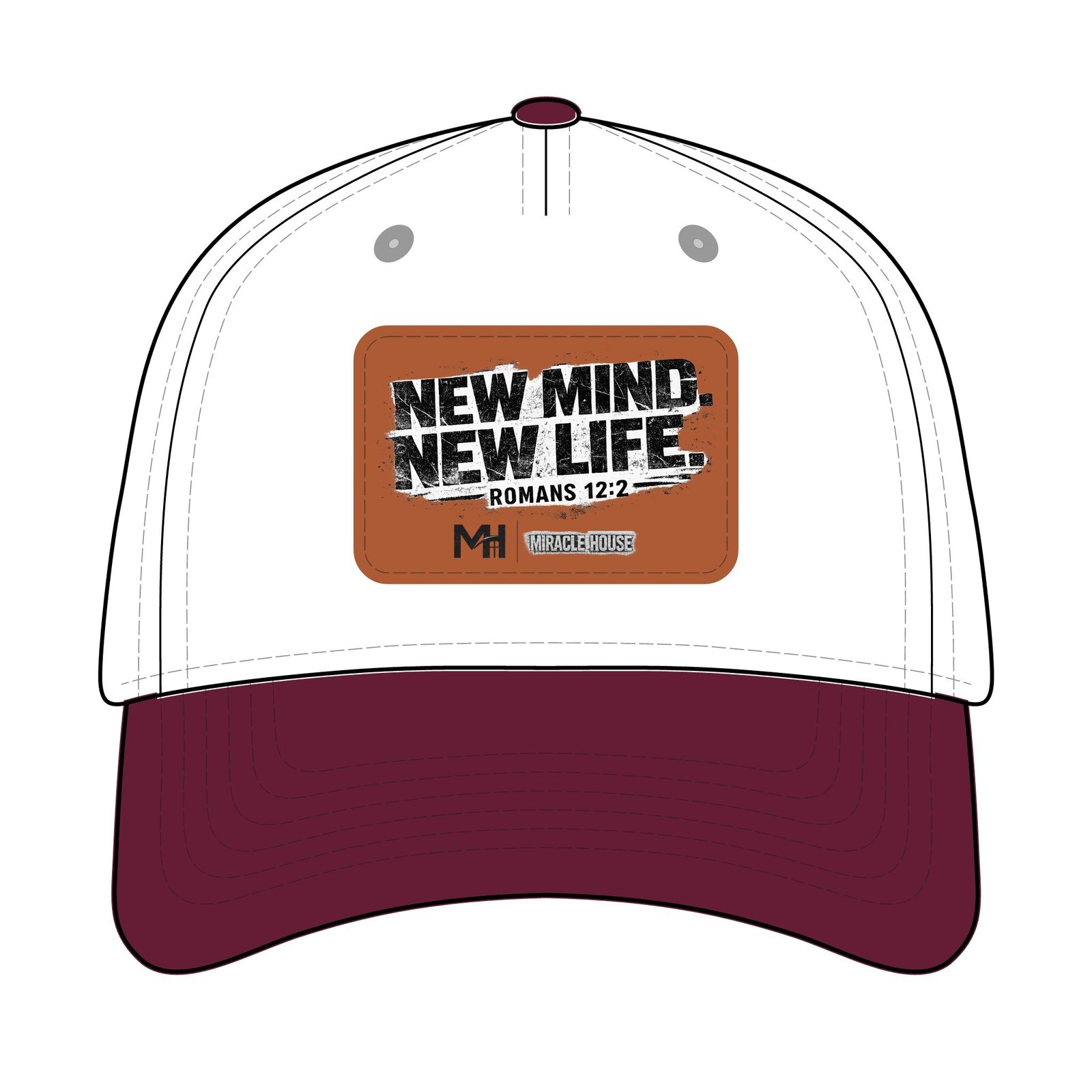 New Mind New Life Leather Patch Baseball Cap — Romans 12:2 Inspirational Hat - Image 3