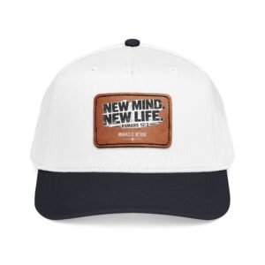 New Mind New Life Leather Patch Baseball Cap — Romans 12:2 Inspirational Hat